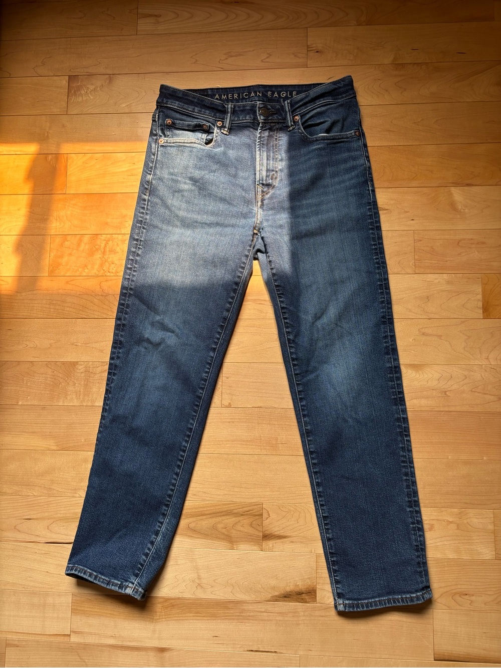 American Eagle Outfitters Men's Slim Straight Jeans - Blue Denim Wash